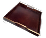 Mountain Woods Brown Large Wooden Serving Tray with Copper Finished Handles - 20"
