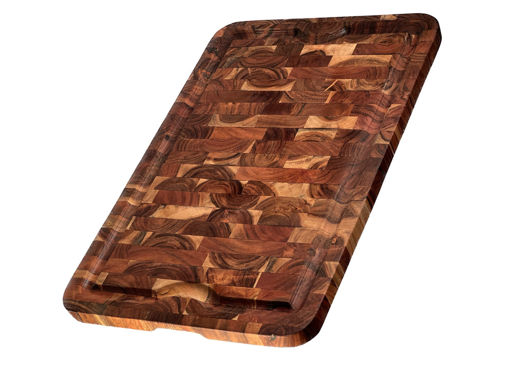 Mountain Woods Brown Extra Large Organic End-Grain Hardwood Acacia Cutting Board w/ Juice groove - 24"