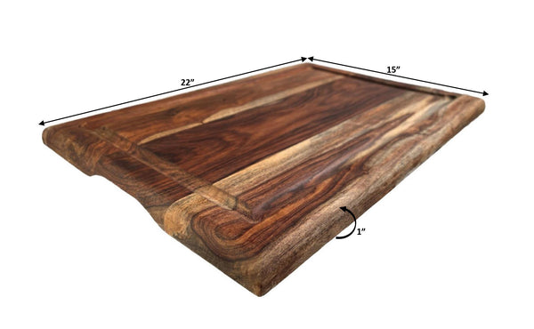 Mountain Woods Brown Sheesham Cutting Board w/ Juice Groove - 22