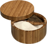 Simply Bamboo 2 Compartment Salt & Spice Box with Removable, Rotating, Magnetic Top - 4.75''
