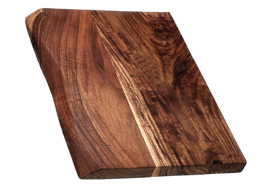 Mountain Woods Brown Hand Crafted LIVE EDGE Cutting Board/Serving Tray made with Solid Acacia Hard Wood - 15"