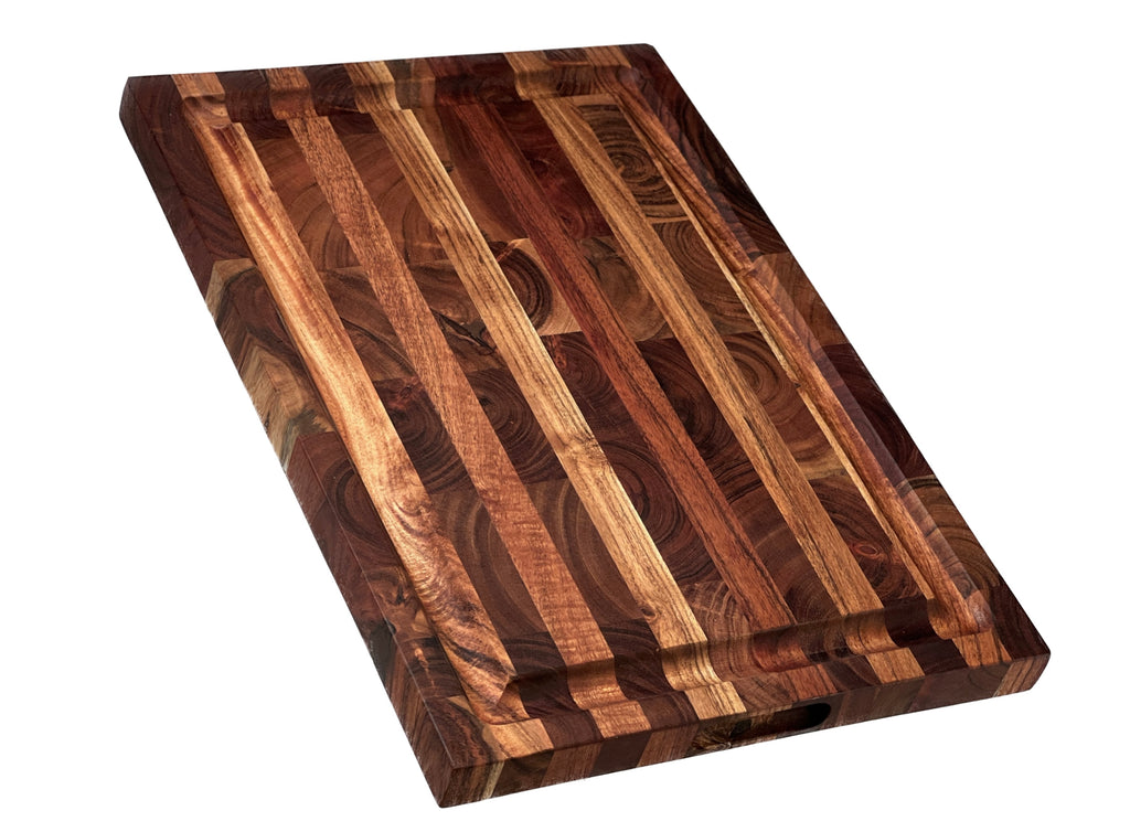 Mountain Woods Brown Extra Large Organic End-Grain Hardwood Acacia Cutting Board w/ Juice groove - 19"