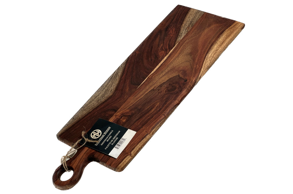 Mountain Woods Natural Brown Organic Edge-Grain Hardwood Sheesham wooden Paddle Server/Cutting Board, 18”X6.5”X.625”