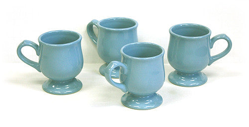 Hues & Brews Sky Blue 4 Piece 10 Oz. Pedestal Mug Set - 5"