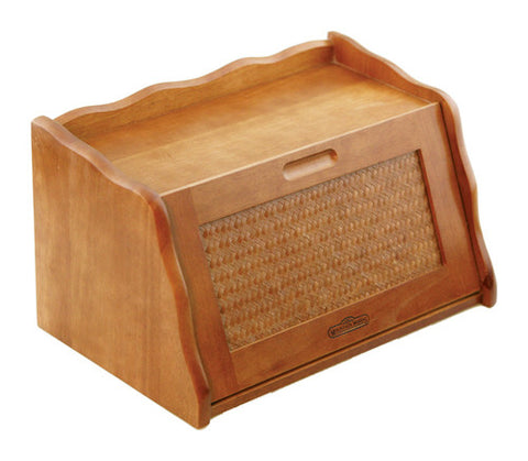 Mountain Woods Honey Oak Finish Bread Box with Rattan Lid 1