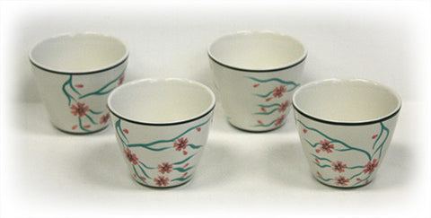 Hues & Brews Multi-color 4 Piece 6 Oz. Cherry Blossoms Tea / Saké Cup Set - 3.38"