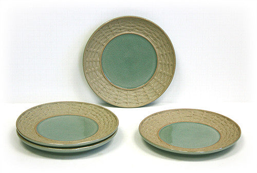 Hues & Brews 4 Piece Green Siam Celadon Dessert & Snack Plates 1