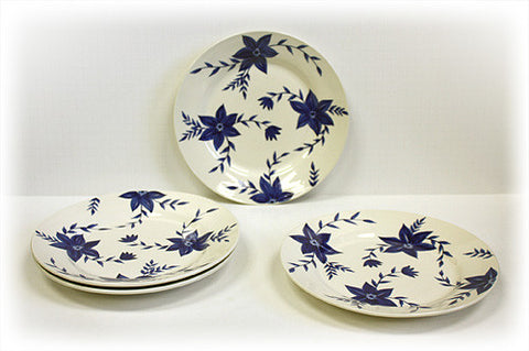 Hues & Brews 4 Piece White/Blue Blossoms Plate Set 1