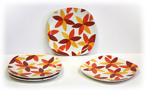 Hues & Brews 4 Piece Multi-Color Sunburst Flowers Dessert and Snack Plates 1