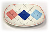 Hues & Brews 4 Piece Multi-Color Argyle Dessert and Snack Plates 2