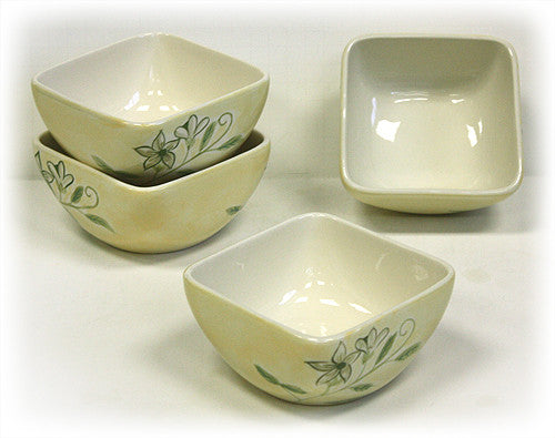 Hues & Brews 4 Piece Mellow Yellow Flora Soup/Cereal Bowls 1