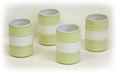 Hues & Brews 4 Piece 8 Oz. Bamboo Green Silicone Banded Mug Set 1