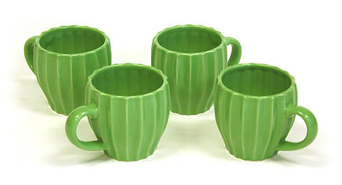 Hues & Brews 4 Piece 6 Oz. Stem Green Textured Tea Mug Set 1