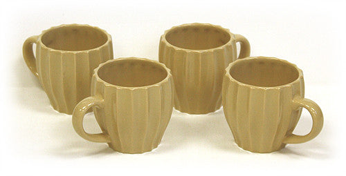 Hues & Brews 4 Piece 6 Oz. Sand Brown Textured Tea Mug Set 1