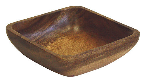 Mountain Woods Dark Brown Square Artisan Acacia Wood Bowl 1