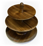 Mountain Woods Dark Brown 3 Tier Acacia Wood Lazy Susan Serving Tray 2