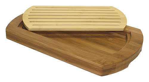 Bread Cutting Board With Crumb Tray Made From Mahogany Wood For