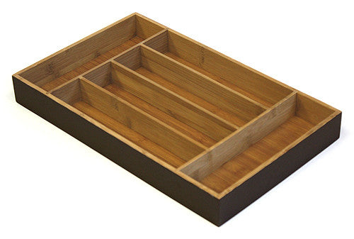 Simply Bamboo Rich Espresso Brown 6 Compartment Bamboo Organizer Tray 1