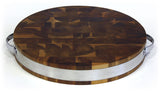 Mountain Woods Brown Extra Thick Acacia Hardwood End Grain Round Cutting Board w/ Stainless Steel Band 1