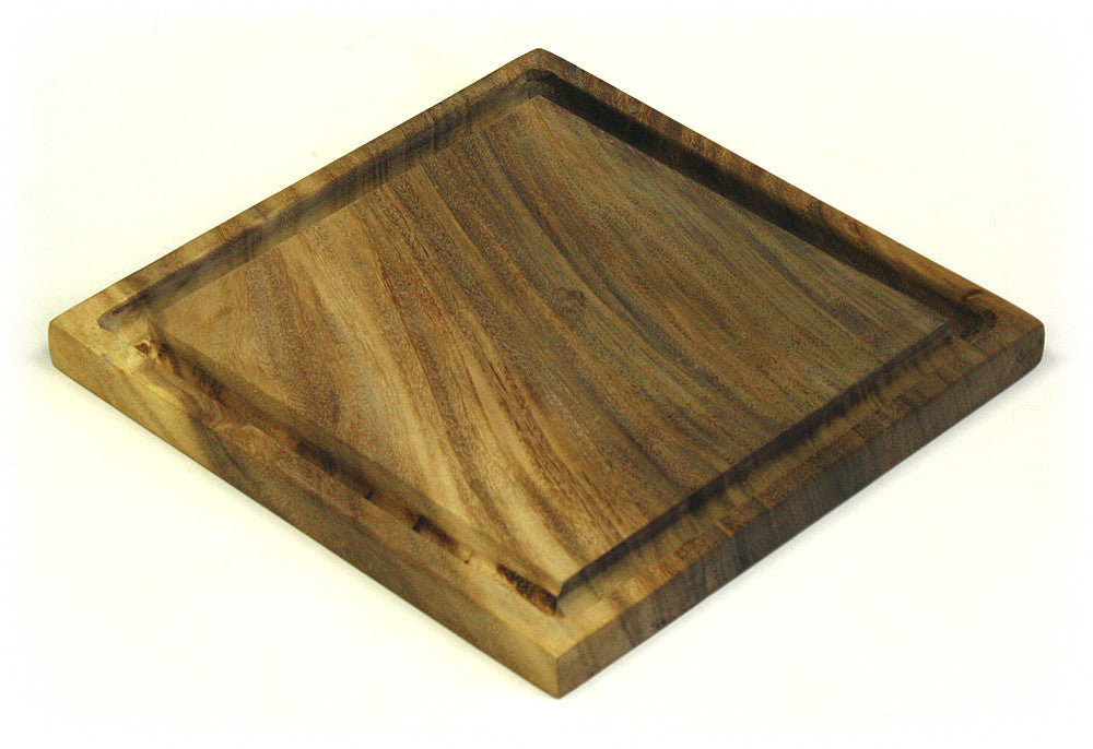 12" Square Solid Acacia Cutting Board w/ Deep Juice Groove *HAND CARVED FROM 1 PIECE OF WOOD - 100% NATURAL (NO GLUE USED)*