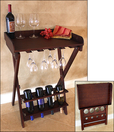 Mountain Woods Walnut Finish Folding Wine Table