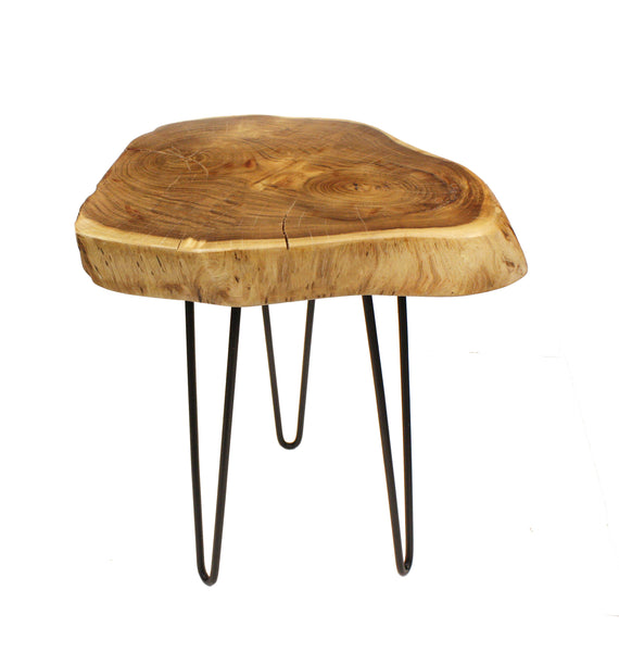 Mountain Woods Live Edge Side Table Stool Made With Hand Selected Organic  Brown Acacia Wood, 17”X17”X20”