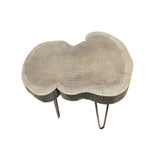 Mountain Woods Live Edge Side Table / Stool Made With Hand Selected Organic Acacia Wood, Modern Grey Finished, 17”X17”X20”