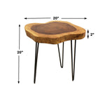 Mountain Woods Live Edge Side Table / Stool Made With Hand Selected Organic Brown Acacia Wood, 20”X20”X20”