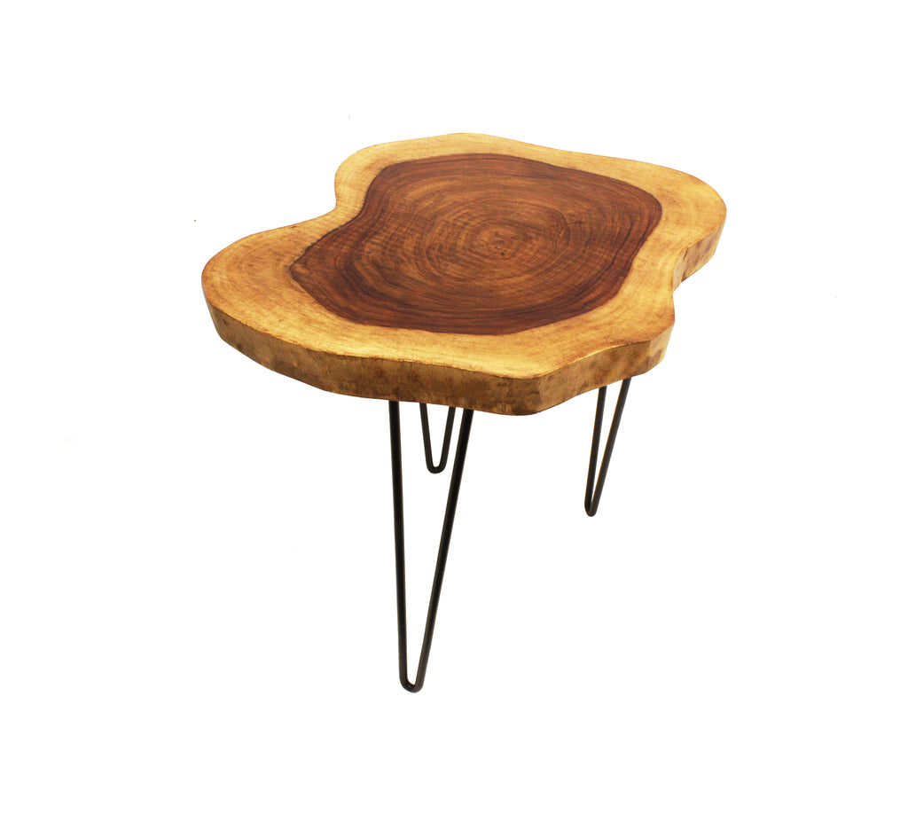 Mountain Woods Live Edge Side Table / Stool Made With Hand Selected Organic Brown Acacia Wood, 20”X20”X20”