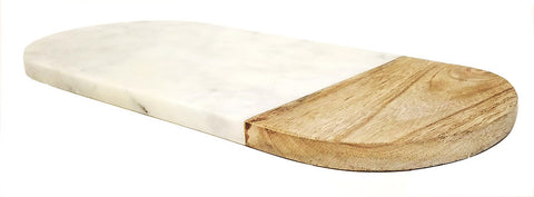 Mountain Woods 14 x 6 Genuine French Marble Stone & Mango Wood Cheese/ Cutting Board