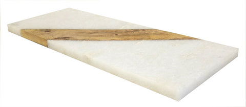 Mountain Woods 15 x 6 Genuine French Marble Stone & Mango Wood Cheese/ Cutting Board