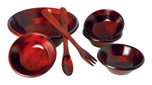 Mountain Woods 7 Piece Vibrant Mahogany Serving Salad Bowl Set 1