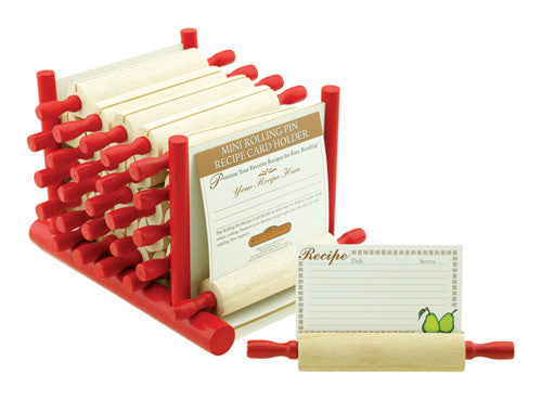 Mountain Woods 24 Piece Rolling Pin Recipe Card Holder Set w/ Display