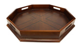 Mountain Woods Brown Octagon Ottoman Wooden Serving Tray - 22"