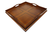 Mountain Woods Square Ottoman Wooden Serving Tray with Handles - 23.5"