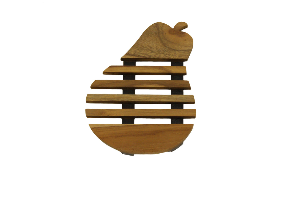 Handmade Adorable Eggplant Teak Wood Trivet for Hot Dishes, Pot Pan or Tea Pot Holder, Approximately 8.5”X 7”