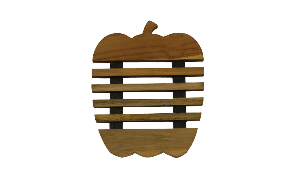 Handmade Adorable Tomato Teak Wood Trivet for Hot Dishes, Pot Pan or Tea Pot Holder, Approximately 8.5”X 7”