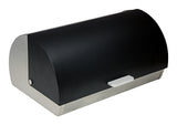 ZUCCOR Genoa Brushed Stainless Steel Bread Box / Storage Box w/ Black Polystyrene Front Cover