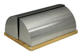 ZUCCOR Venice Stainless Steel Bread Box / Storage Box w/ Wooden Base