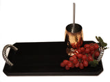 Handmade Organic Marble / Black Granite server board with Metal Handle, 18”X9”