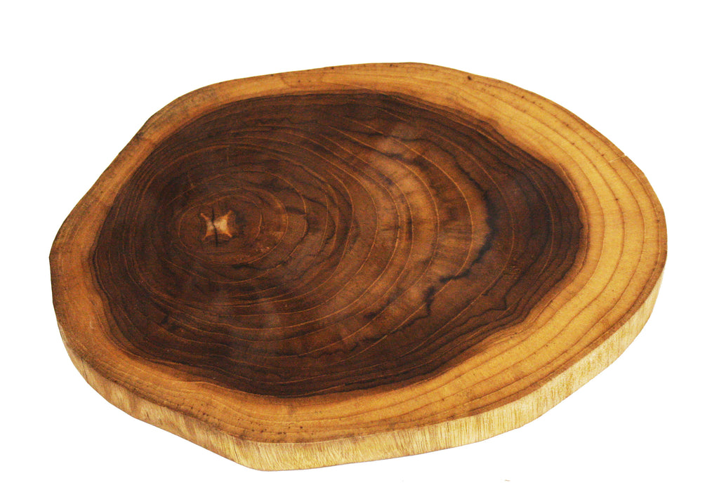 Mountain Woods Brown Solid Teak Wood Live Edge Cutting Board/Serving Board | Butcher Block | Wood Chopping Board | Carving Meat, Vegetables, Fruits - 10" x 10" x 1"