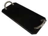 Handmade Organic Marble / Black Granite server board with Metal Handle, 18”X9”