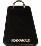 Handmade Organic Marble / Black Granite server board with Metal Handle, 18”X9”