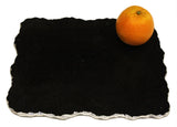Handmade Organic Marble / Black Granite server board with Silver finished Chiseled Edge, 12”X8.5”
