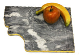 Handmade Organic Marble server board with Gold finished Chiseled Edge, 12”X8.5”
