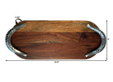 Mountain Woods 21.5”X9X2.50” Serving Tray with unique Metal Handles