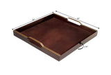 Mountain Woods Medium Brown Wooden Serving Tray with Copper Finished Handles - 16"