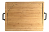 Organic Extra Large Bamboo Cutting Board with Black Aluminum Handles - Reversible Wood Cutting Board - Bamboo Carving Board for Meat Cheese Vegetables – Large Juice Groove – 22.75 ” X 15.75 ” X 1.5”