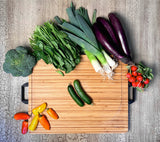 Organic Extra Large Bamboo Cutting Board with Black Aluminum Handles - Reversible Wood Cutting Board - Bamboo Carving Board for Meat Cheese Vegetables – Large Juice Groove – 22.75 ” X 15.75 ” X 1.5”