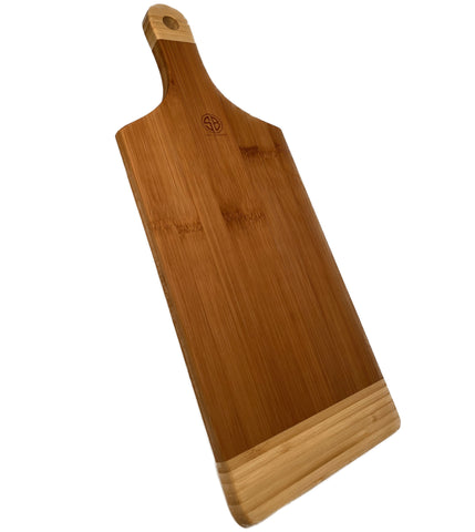 Simply Bamboo Natural Brown Organic Edge-Grain bamboo wood Paddle  Server/Cutting Board, 16”X6”X.750”